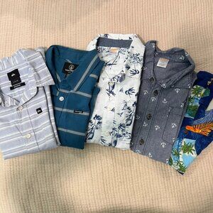 Button Up Shirts Bundle of 5 Boys Size 7-8 Tropical Surfer Hawaiian Preppy Aloha